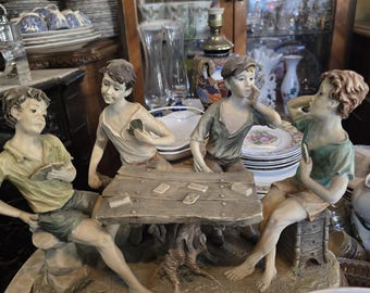 Two Auro BELCARI Capodimonte Figurines~children Playing on See-saw