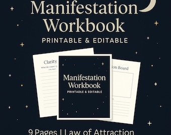 Manifestation Workbook Printable | Editable Journal PDF | Law of Attraction Planner | Canva Template | Gratitude & 369 Method