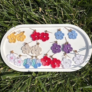 Handmade micro crochet flower earrings - Delicate & Elegant Floral Charm