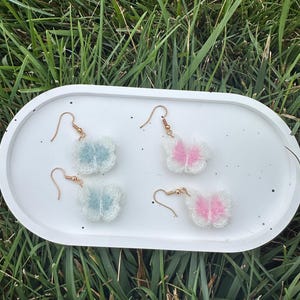 Crochet Butterfly Earrings: Mohair Floral Charm, Zinc Alloy