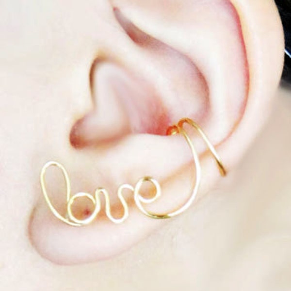 Ear Cuff Gold Love Earcuff Ear Wrap Cartilage