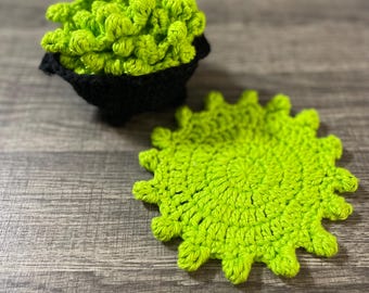Crochet Cauldron Coaster Set | Halloween Coasters | Handmade Home Decor