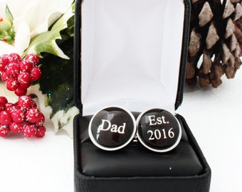 Dad Christmas Gift, For Dad from Daughter, Dad Est Cufflinks, Personalized Gift for Dad, Personalized Cufflinks, Custom Cufflinks for Dad