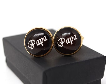 Papa Cufflinks Gold Tone, Cuff links for Dad, Son to Father Gift from Daughter, Cool Father's Day Gift from Children Custom Grandfather Gift