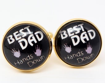 Best Dad Cuff Links, Gold Tone Cufflinks for Dad, Son to Father Gift from Daughter, Husband Gift from Wife, Children, Stainless Steel