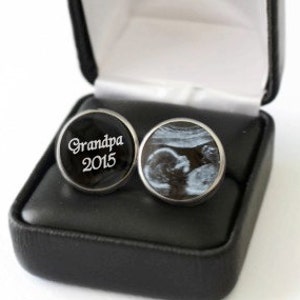 Custom Grandpa Cufflinks, Pregnancy Announcement Grandparents Gift, Grandpa Baby Announcement Grandparents, Pregnancy Reveal to Grandparents