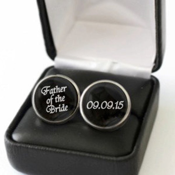 Father of the Bride Cufflinks, Father of the Bride Gift from Bride, Wedding Date Cufflinks, Wedding Date Gift, Wedding Keepsake Gift for Dad