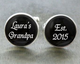 Grandpa Gift, Grandpa Cufflinks, Grandparent Gift, Gift for Grandpa, Gift for Grandparents, Est Gift, Personalized Grandfather Gift Idea