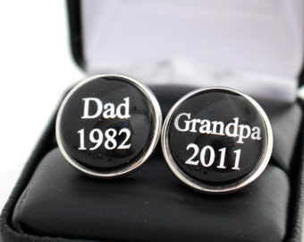 Personalized Grandparent Gift Dad Grandpa Custom Cufflinks Father's day gift New Baby Announcement Grandpa Gift First time Dad