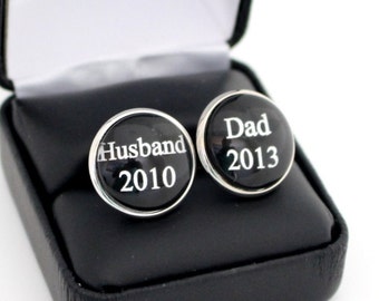 Husband Gift Dad Cuff links Custom Year Cufflinks Gift for Dad Father Birthday Present for Man Personalized Cufflink Solid Stainless Steel