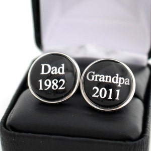 Personalized Grandparent Gift Dad Grandpa Custom Cufflinks Father's day gift New Baby Announcement Grandpa Gift First time Dad image 1