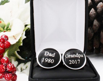 Personalized Grandparent Gift Christmas, Custom Cufflinks for Grandpa, Grandfather Gift for Christmas, Grandpa Cufflinks from Grandchildren