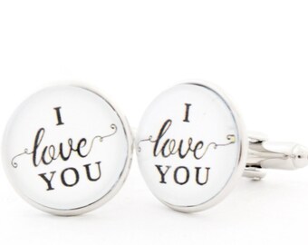 I Love You, Husband Gift, Long Distance Boyfriend Gift, Love Cufflinks, Love Gift for Him, Husband Anniversary Gift, Cufflinks for Men