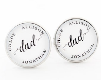 Personalized Cufflinks, Dad Gift from Daughter, Gift from Son, Dad Cufflinks, Personalize Cufflinks, Personalise Cufflinks with Kids Names