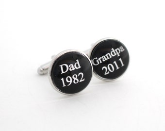 Father's Day Cufflinks Grandpa Cuff Link Grandparents Baby Announcement Granddad Pregnancy Reveal to Grandfather Gifts Stainless Cufflink