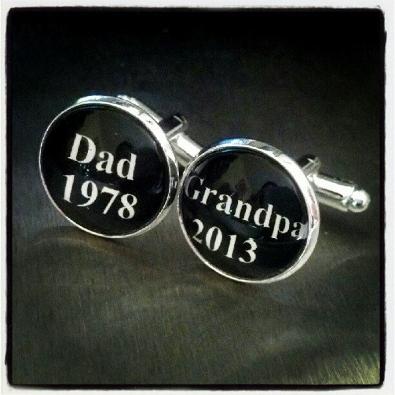 Personalized Grandparent Gift Dad Grandpa Custom Cufflinks Father's day gift New Baby Announcement Grandpa Gift First time Dad image 3