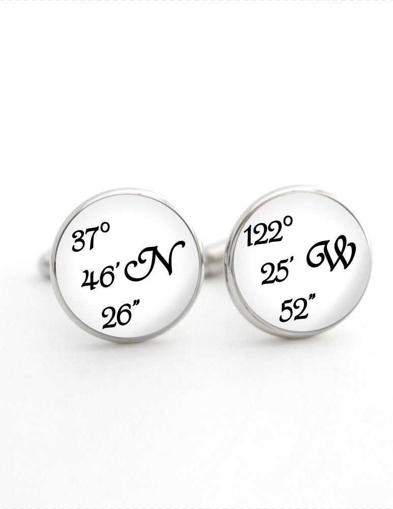 Cufflinks Longitude and Latitude, Custom GPS Coordinates Mens Gift, Personalized Cufflinks, Stainless Cuff links Gift for Fiance, for Him