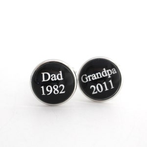 Personalized Grandparent Gift Dad Grandpa Custom Cufflinks Father's day gift New Baby Announcement Grandpa Gift First time Dad image 2