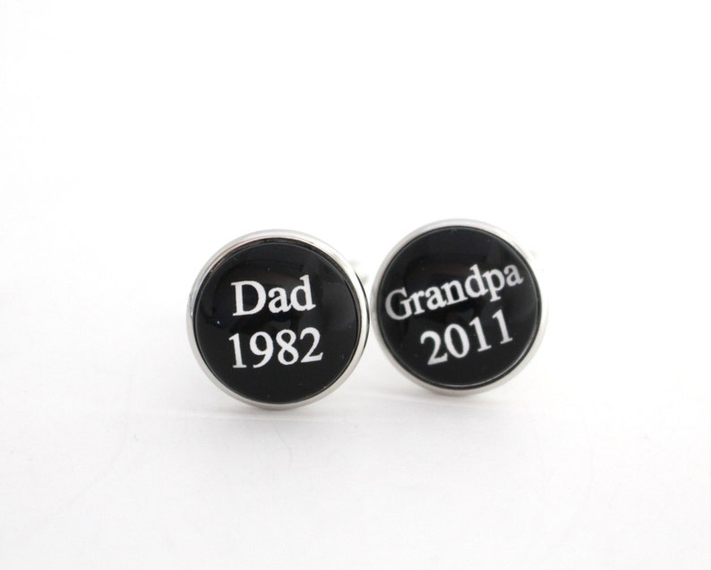 Personalized Grandparent Gift Dad Grandpa Custom Cufflinks Father's day gift New Baby Announcement Grandpa Gift First time Dad image 2