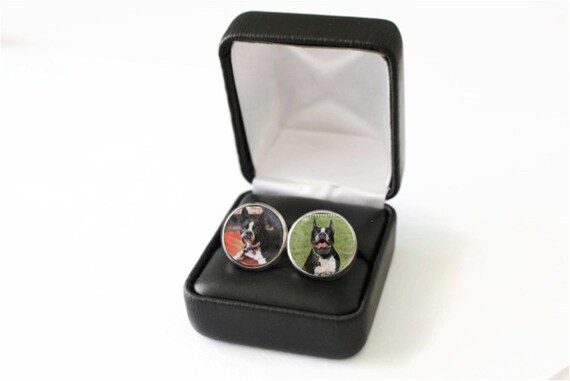 Personalized Cufflinks Dog Wedding, Custom Pet Photo Gift, Dog Lover, Boston Terrier Picture Gifts, Cat Lover Gift, Cat Wedding Cufflinks