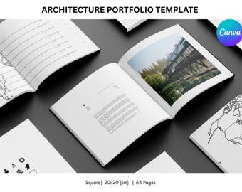 Plantilla de portafolio de arquitectura de Canva / Folleto profesional A4 / Diseño editable para estudiantes y solicitudes de empleo