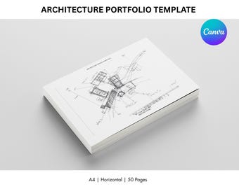 Plantilla de portafolio de arquitectura profesional / Diseño de folleto Canva / A4 horizontal / Diseño editable