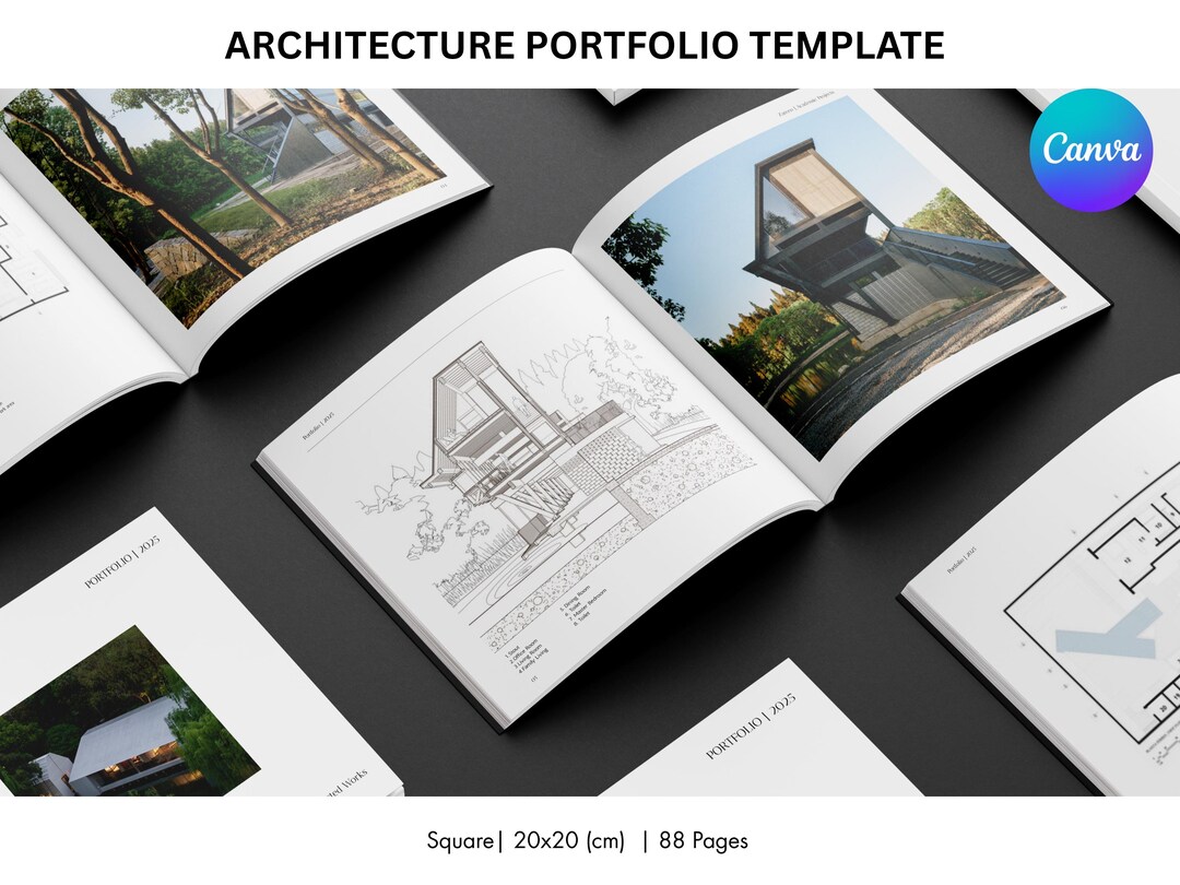 Canva Architektur Portfolio-Vorlage | Professionelle A4 Broschüre ...