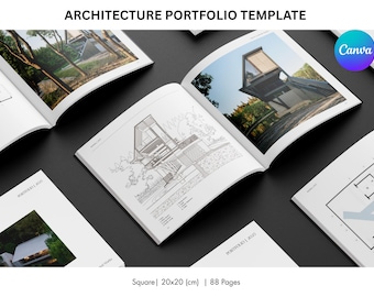 Plantilla de portafolio de arquitectura de Canva / Folleto profesional A4 / Diseño editable para estudiantes y solicitudes de empleo