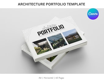 Plantilla de portafolio de arquitectura de Canva / Folleto profesional A4 / Diseño editable para estudiantes y solicitudes de empleo