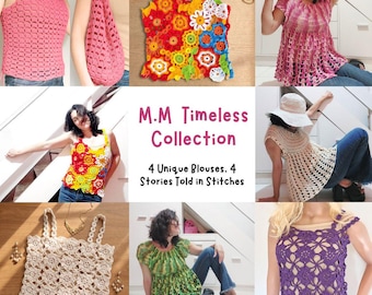 Crochet Tops Bundle (XS–5XL) • 4 PDF Patterns • Granny Square Top • PDF Tutorial • Irish crochet pattern • Crochet shirt