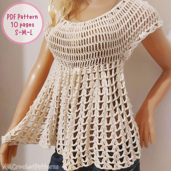 Crochet top pattern • English/Spanish • Crochet shirt, boho, Crop top • Tunic • Easy Blouse • Crochet Tank pattern • PDF Tutorial