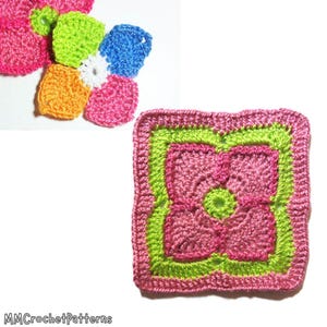 Unique Crochet Flower Granny Square Pattern • Colorful 4-Petal Motif for Bags/ Blankets • PDF EN/ES • Beginner Friendly • Afghan square