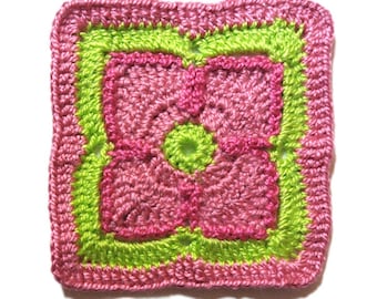 Unique Crochet Flower Granny Square Pattern • Colorful 4-Petal Motif for Bags/ Blankets • PDF EN/ES • Beginner Friendly • Afghan square
