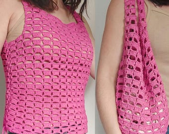 2-in-1 Convertible sleeveless crochet top pattern • Crochet bag pattern • XS–5XL • PDF En/Sp • Beginner Friendly • Crochet shirt pattern