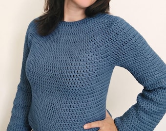 Crochet Sweater Pattern XS to 5XL • PDF Download (English + Spanish) Crochet Pullover • Crochet jumper pattern • long-sleeve winter shirt