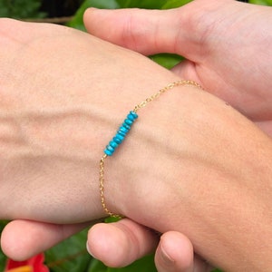 Tiny Turquoise Row Bracelet, Sleeping Beauty Turquoise Bracelet, Dainty Turquoise Anklet