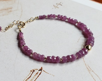 Graduated Ruby Bracelet, Dark Pink Gemstone Anklet, Pink Ruby Gemstone Bracelet