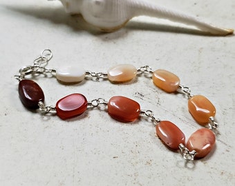 Mexican Fire Opal Bracelet, Ombré Opal Bracelet, Fire Opal Anklet