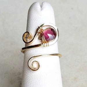 Wire Wrapped Paisley Ring, Adjustable Birthstone Ring, Paisley Gemstone Ring, Paisley Wire Ring, GOLD FILLED:  Choose Your Gemstone