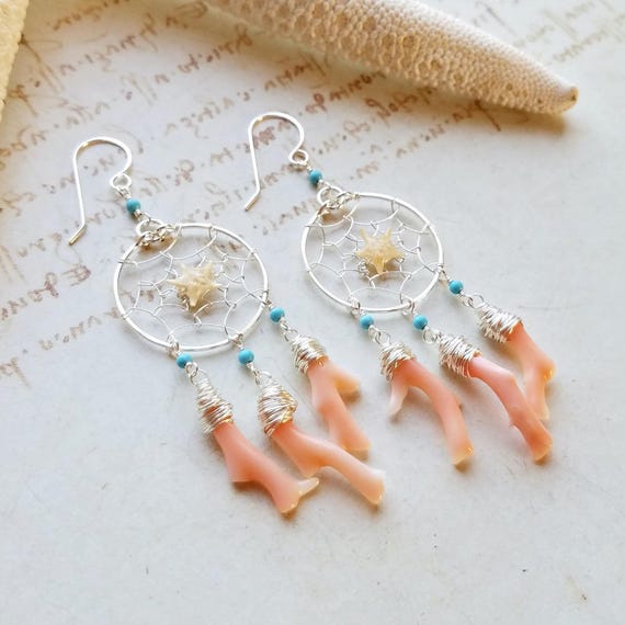 Boucles D'oreilles Résine Forme Corail Avec Perles - Léger, Hypoallergénique - Cadeau Plage Ou été - 8