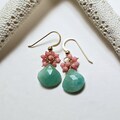 Peach Coral Amazonite Earrings, Peach Mint Earrings, Mint Coral Earrings, Aqua Peach Dangle