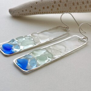 Cobalt Blue Sea Glass Earrings, Cornflower Blue Beach Glass, Beach Glass Earrings, Mosaic Beach Earrings