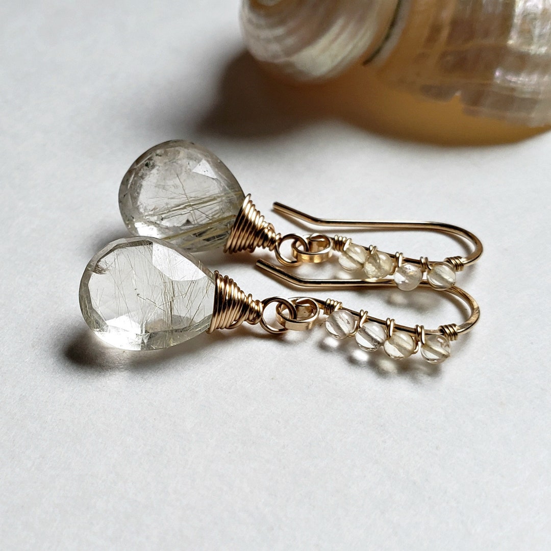 •SIGNS• rutilated quartz + gold earrings main image 1