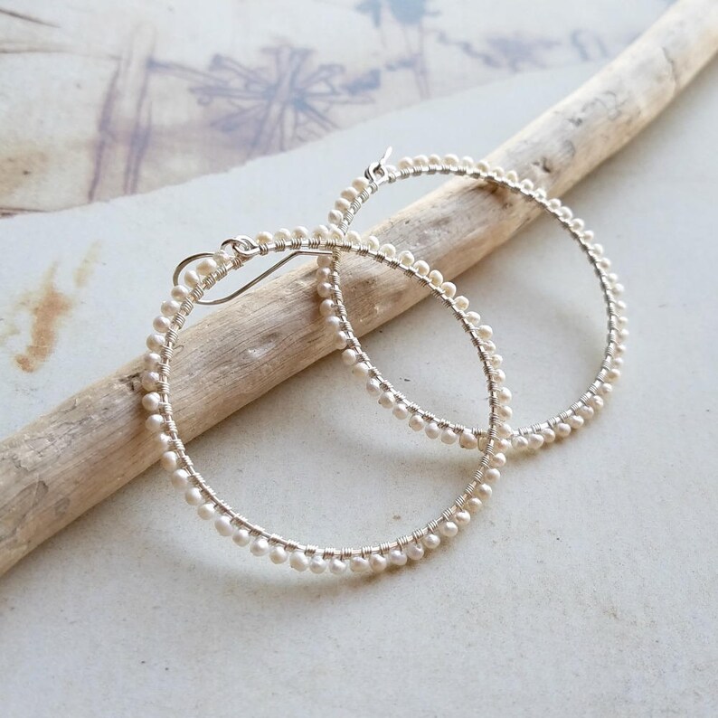 Maiden Hoop Earrings White Pearl main image 0