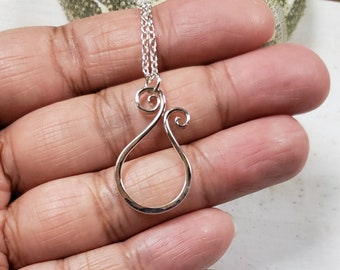Paisley Ring Holder Necklace, Hammered Ring Holder, Hammered Paisley Necklace, Gift For Pregnancy