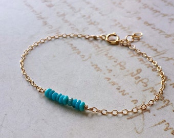 Tiny Turquoise Row Bracelet, Sleeping Beauty Turquoise Bracelet, Dainty Turquoise Anklet