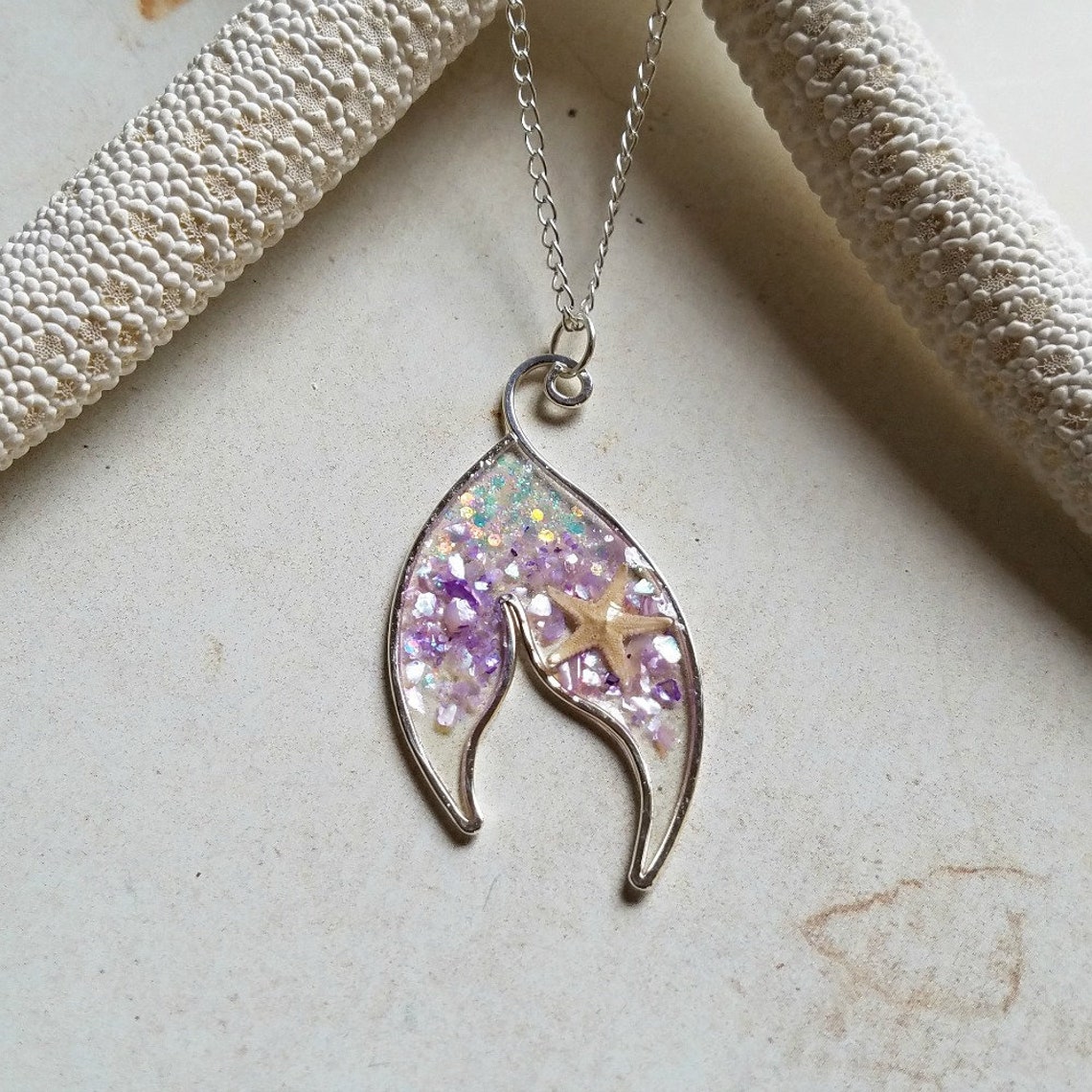 Mermaid Tail Necklace Resin Mermaid Necklace Fish Tail Etsy