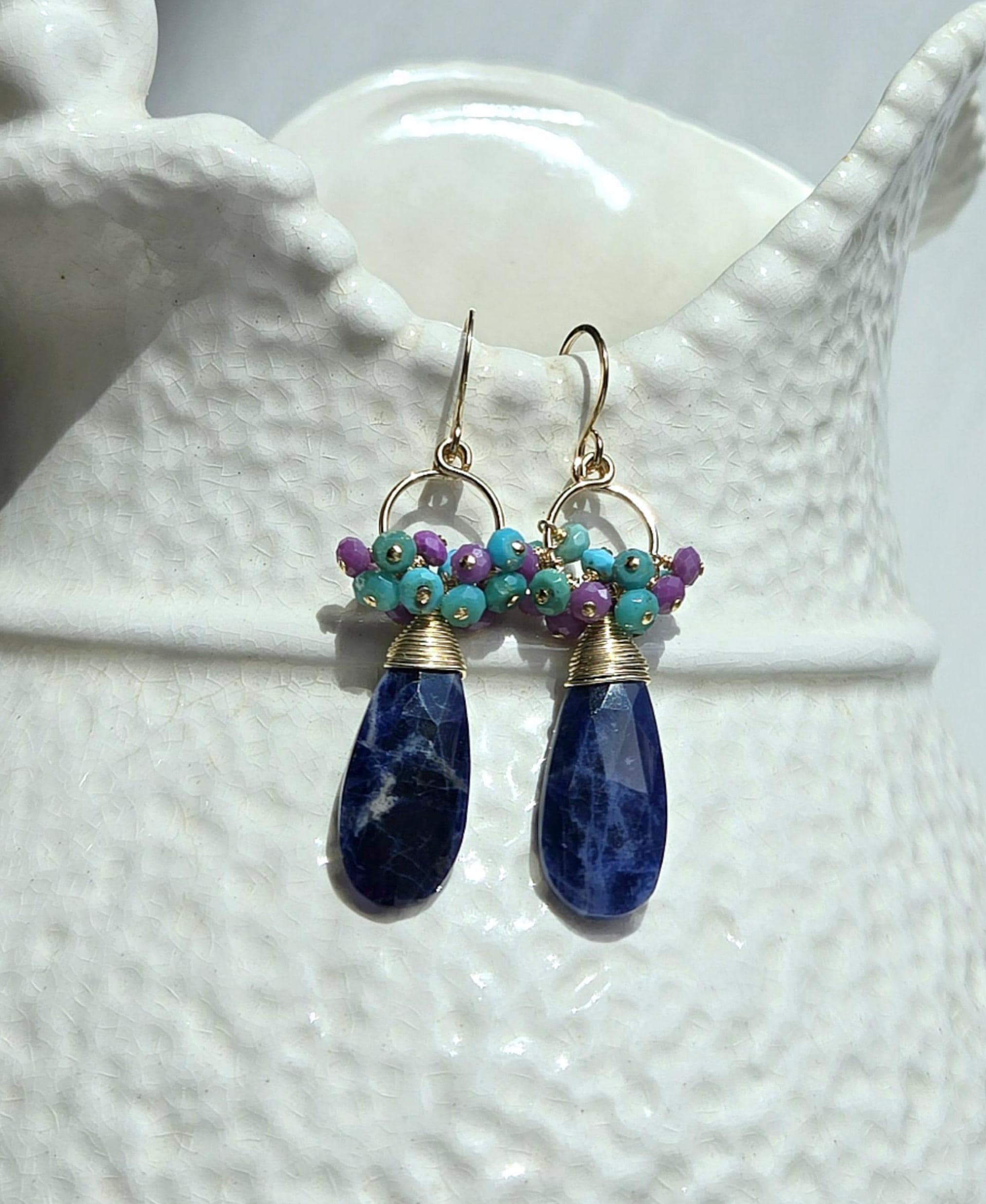 ピーチ アクア ダングル ピアス ハワイ Bella Anela #283 ピーチ アクア ダングル ピアス ハワイ Bella Anela #283