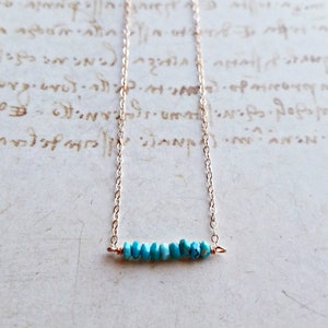Dainty Turquoise Row Necklace, Sleeping Beauty Turquoise Bar, Minimalist Turquoise Necklace image 6
