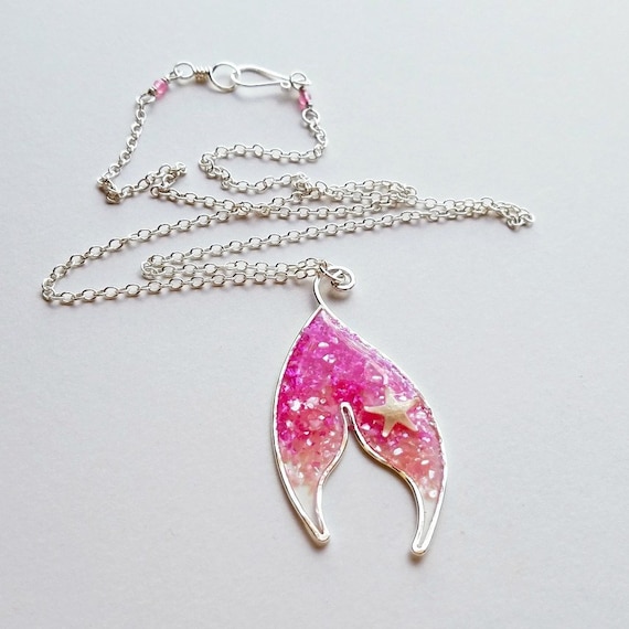 Mermaid Tail Necklace Resin Mermaid Necklace Fish Tail Etsy